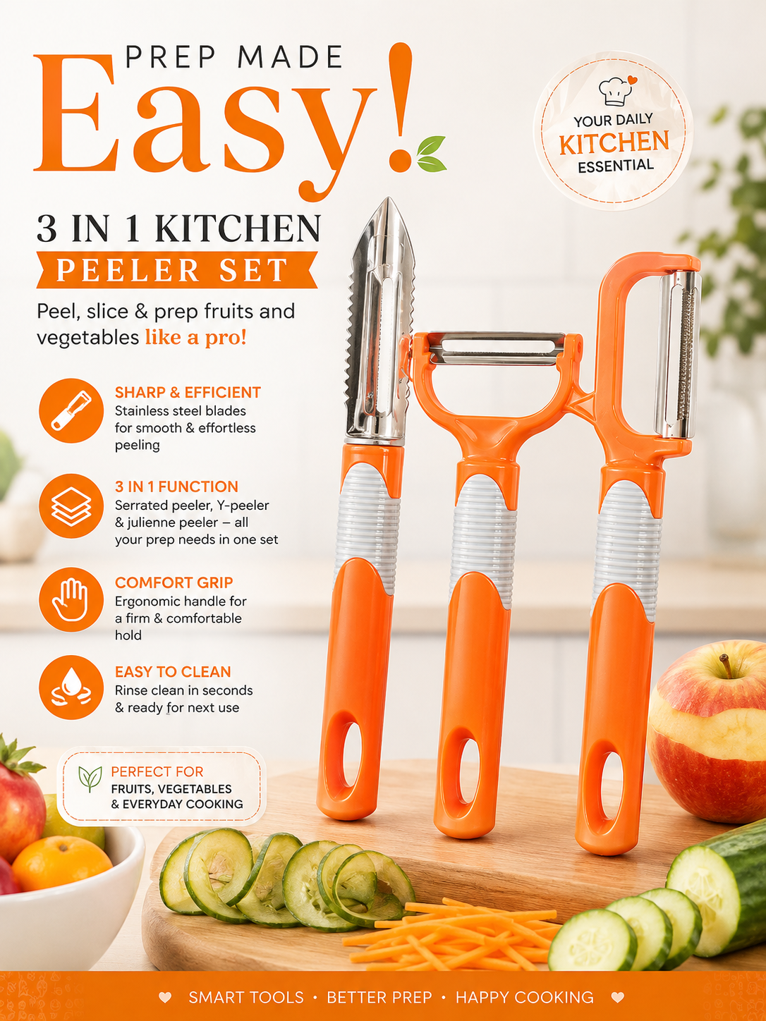 3-in-1 Kitchen Peeler Set – Vegetable & Fruit Prep Tools