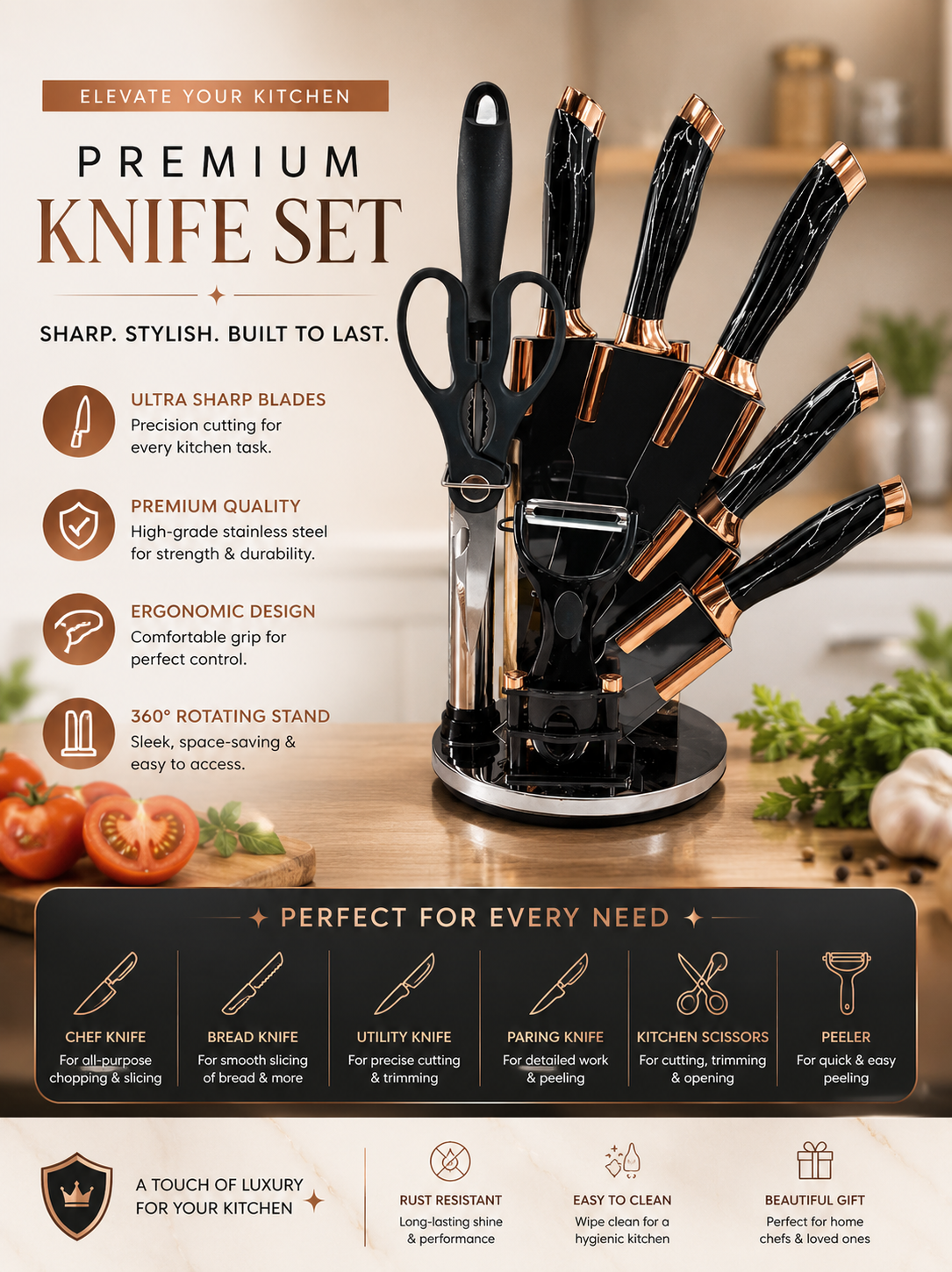 Premium Kitchen Knife Set – 6-Piece Multi-Functional Knife Set