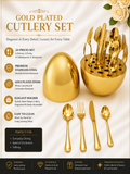 Premium Gold Plated Smooth Egg Cutlery Set – 24 Pieces