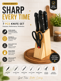 7-Piece Stainless Steel Kitchen Knife Set with Wooden Knife Block