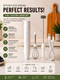 4-in-1 Electric Whisk Set – USB Rechargeable Handheld Milk Frother & Mixer