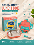 TODEMEI Stainless Steel Kids Lunch Box – Leak-Proof Food Container with Spoon & Fork