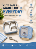 Cute Dog Stainless Steel 3 Compartment Lunch Box – Leak-Proof Kids Food Container