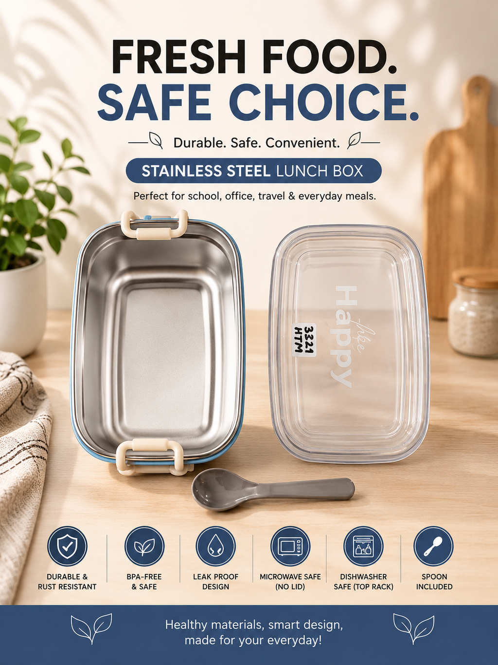 Fresh Food. Safe Choice – Premium Stainless Steel Lunch Box