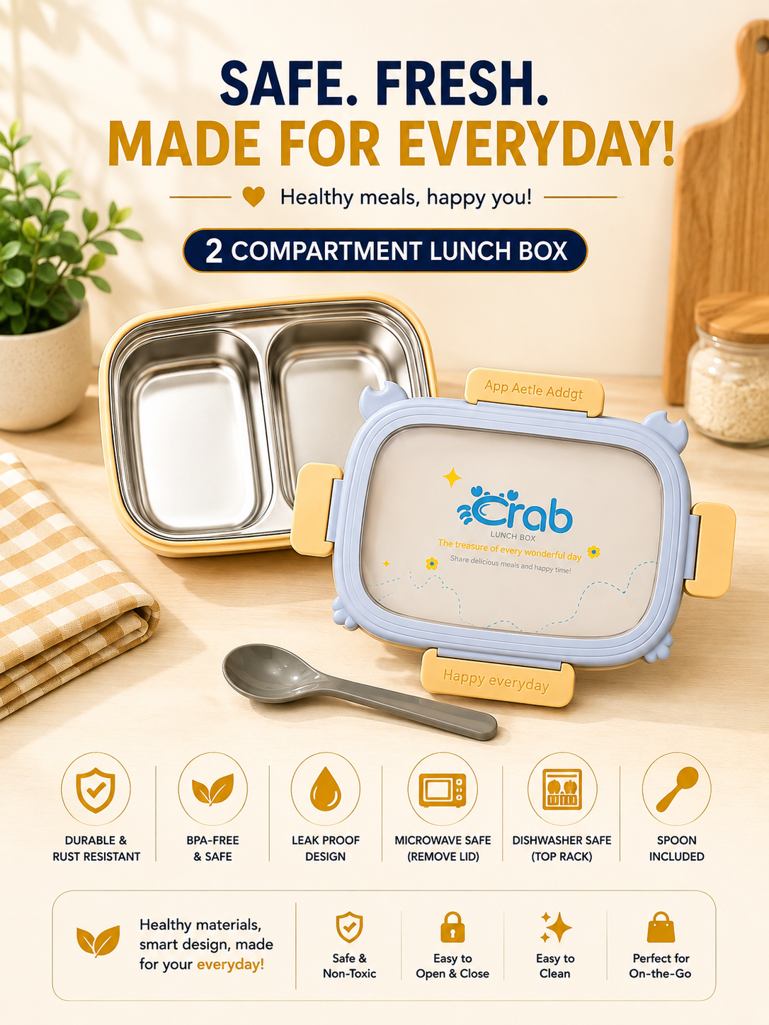 Safe. Fresh. Everyday Convenience – 2 Compartment Lunch Box