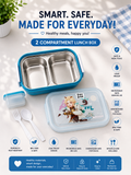 Blue 2 Compartment Stainless Steel Lunch Box with Spoon & Fork | Leak-Proof BPA-Free Lunch Container