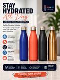 Vacuum Insulated Stainless Steel Water Bottle 500 ml | Double-Wall Thermal Bottle | Leak-Proof Travel Flask