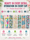 Floral Printed Premium Vacuum Insulated Stainless Steel Water Bottle