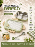 Stainless Steel Lunch Box – Leak-Proof Food Container with 2 Compartments (700ml)