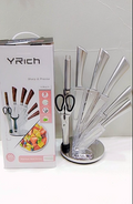 YRICH 9-Piece Stainless Steel Kitchen Knife Set with Rotatable Stand
