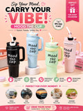 Mood Cup Insulated Travel Tumbler with Handle & Straw – BPA-Free Reusable Mug