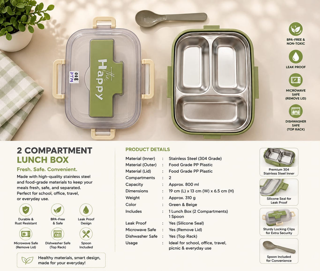 Fresh Food. Safe Choice – 3 Compartment Lunch Box
