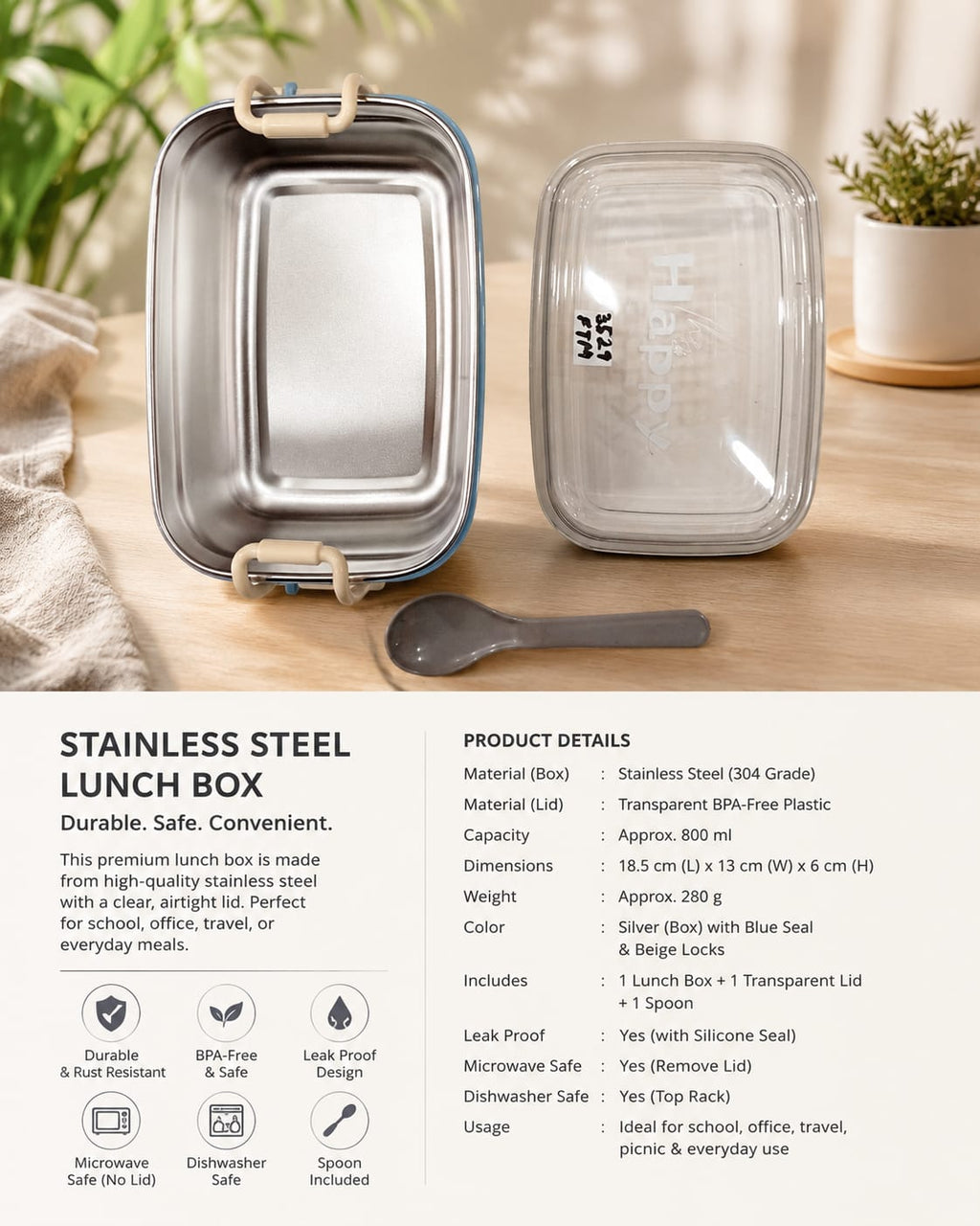 Fresh Food. Safe Choice – Premium Stainless Steel Lunch Box