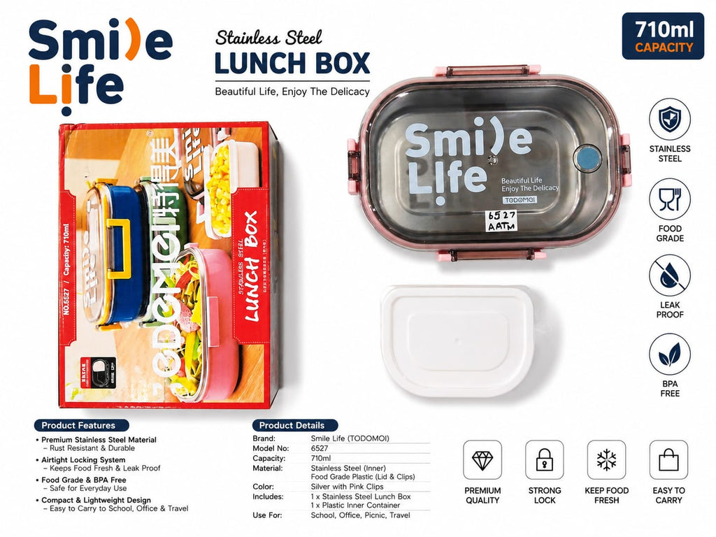 Stainless Steel Lunch Box with 710ml capacity single compartment | Leak-Proof BPA-Free Food Container